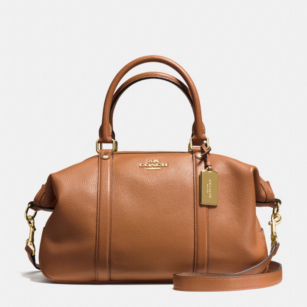 CENTRAL SATCHEL IN PEBBLE LEATHER - f55662 - IMITATION GOLD/SADDLE