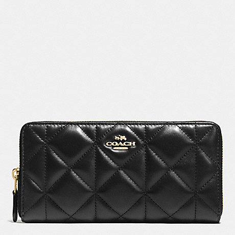 COACH ACCORDION ZIP WALLET IN QUILTED LEATHER - IMITATION GOLD/BLACK - f55672