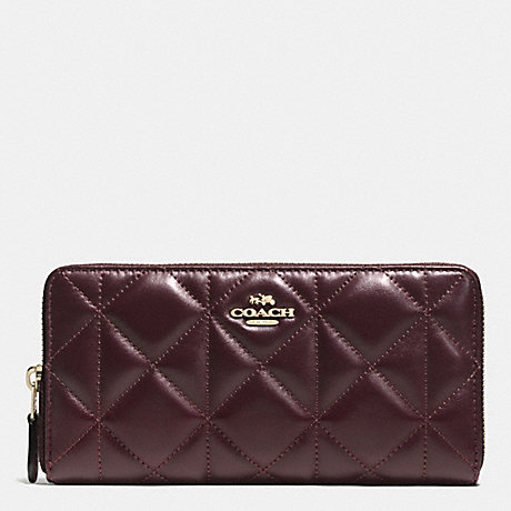 COACH ACCORDION ZIP WALLET IN QUILTED LEATHER - IMITATION GOLD/OXBLOOD 1 - f55672