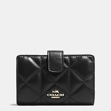 COACH MEDIUM ZIP AROUND WALLET IN QUILTED LEATHER - IMITATION GOLD/BLACK - f55673