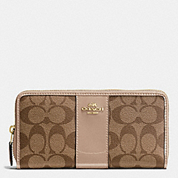 COACH F55733 Boxed Accordion Zip Wallet In Signature With Patent Leather IMITATION GOLD/KHAKI PLATINUM