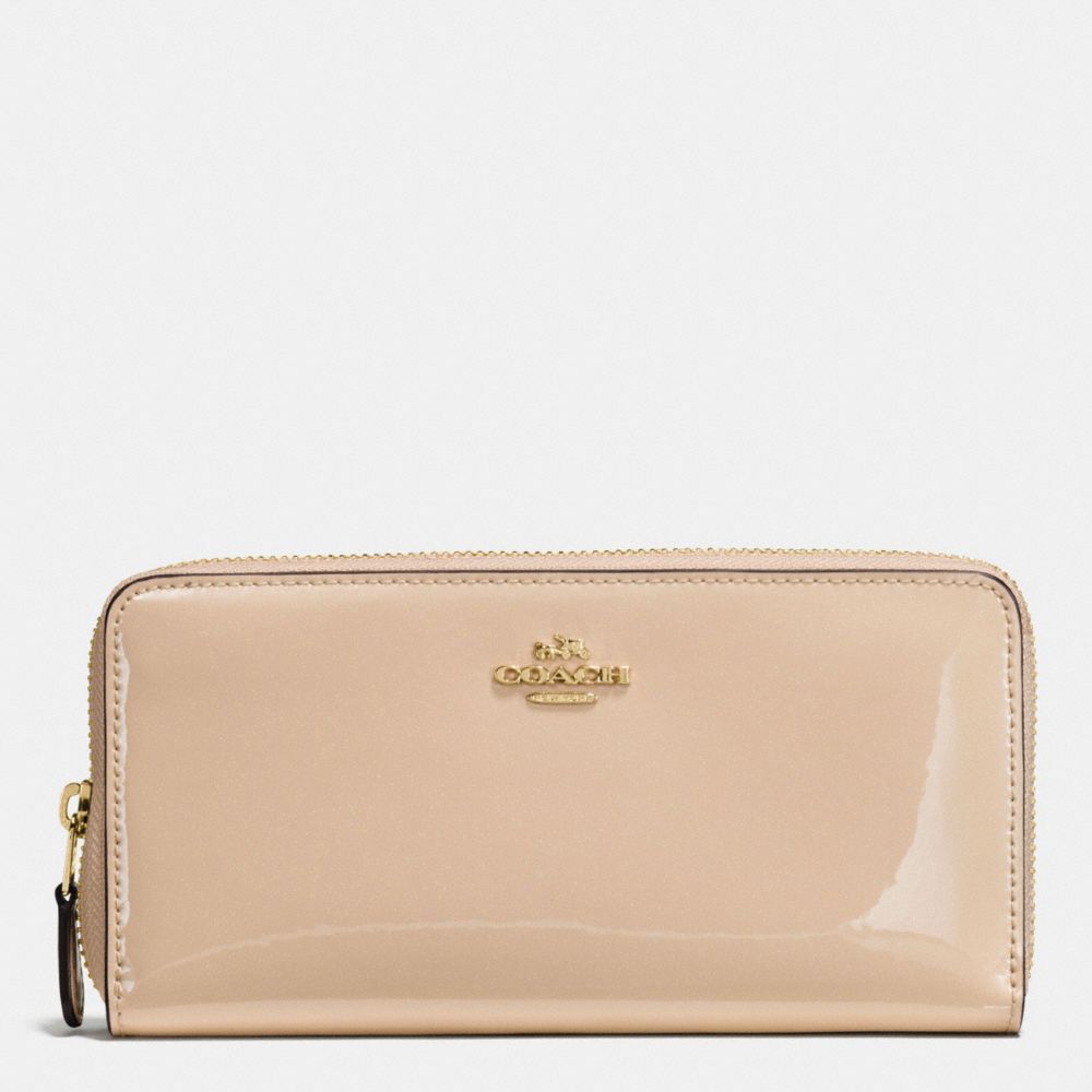 COACH F55734 BOXED ACCORDION ZIP WALLET IN SMOOTH PATENT LEATHER IMITATION-GOLD/PLATINUM
