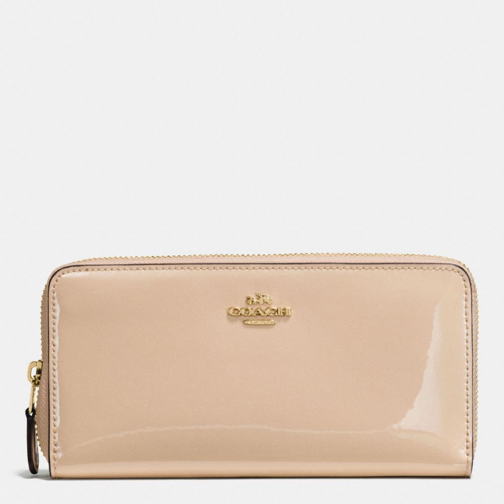 COACH f55734 BOXED ACCORDION ZIP WALLET IN SMOOTH PATENT LEATHER IMITATION GOLD/PLATINUM