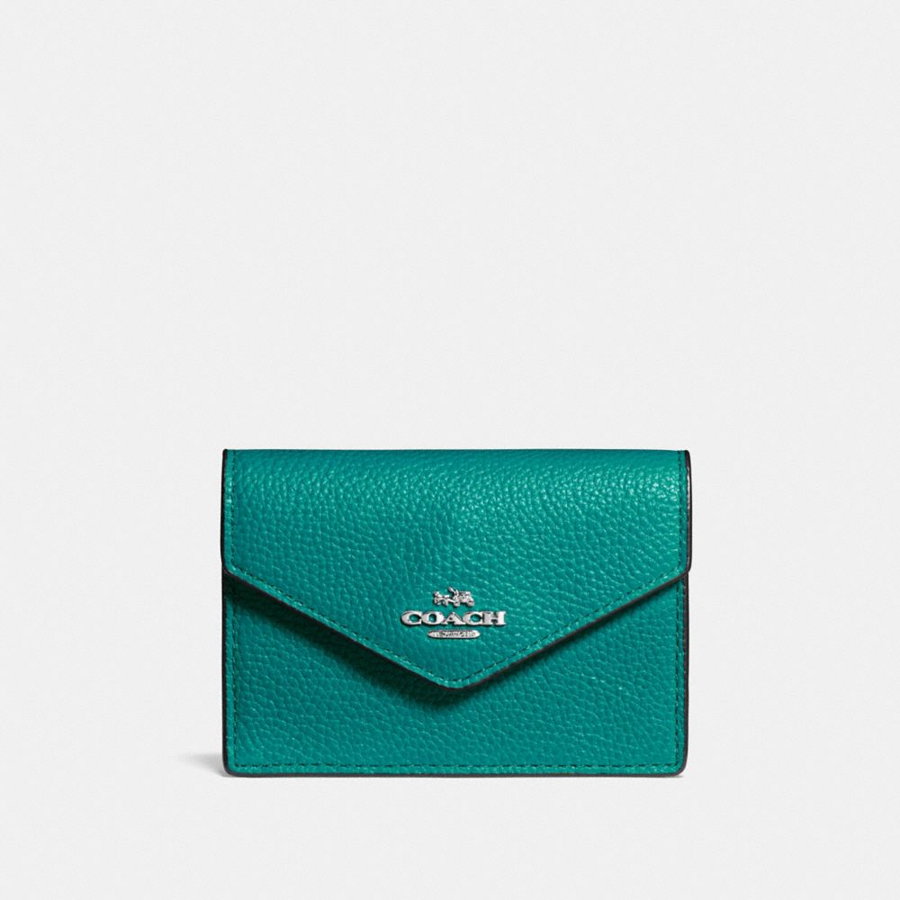 COACH ENVELOPE CARD CASE - SV/TEAL - F55749