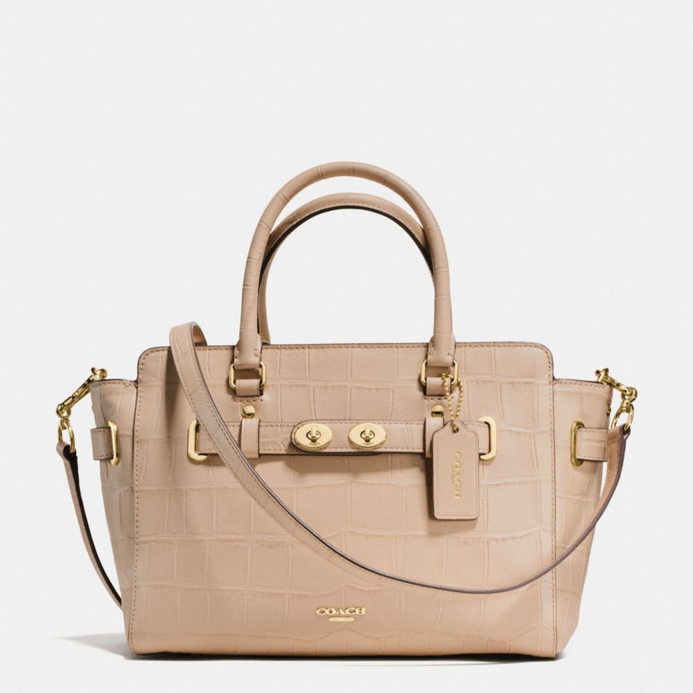 COACH F55876 BLAKE CARRYALL 25 IN CROC EMBOSSED LEATHER IMITATION-GOLD/BEECHWOOD