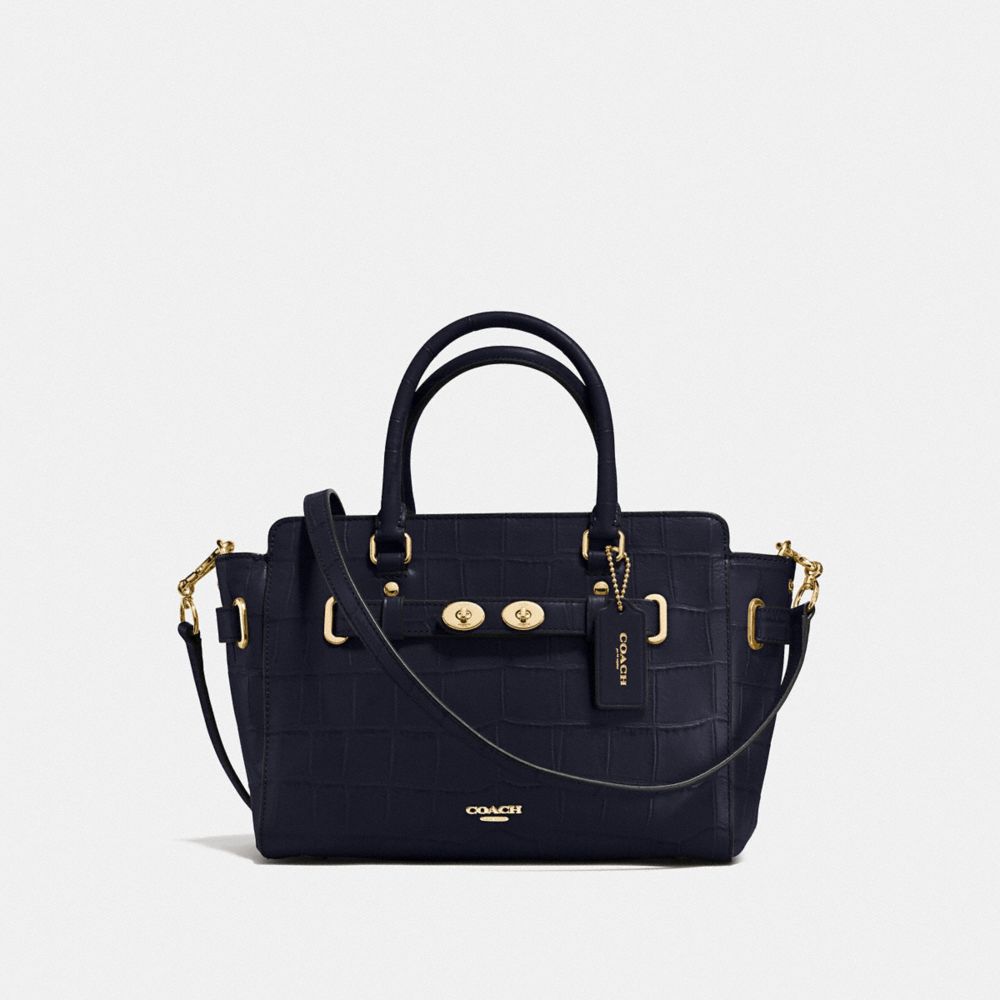 COACH F55876 BLAKE CARRYALL 25 IN CROC EMBOSSED LEATHER IMITATION-GOLD/MIDNIGHT