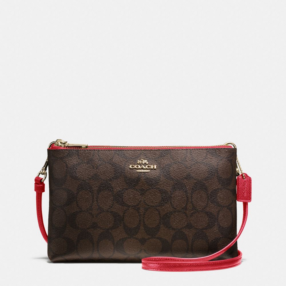 LYLA CROSSBODY IN SIGNATURE - IMITATION GOLD/BROW TRUE RED - COACH F55900