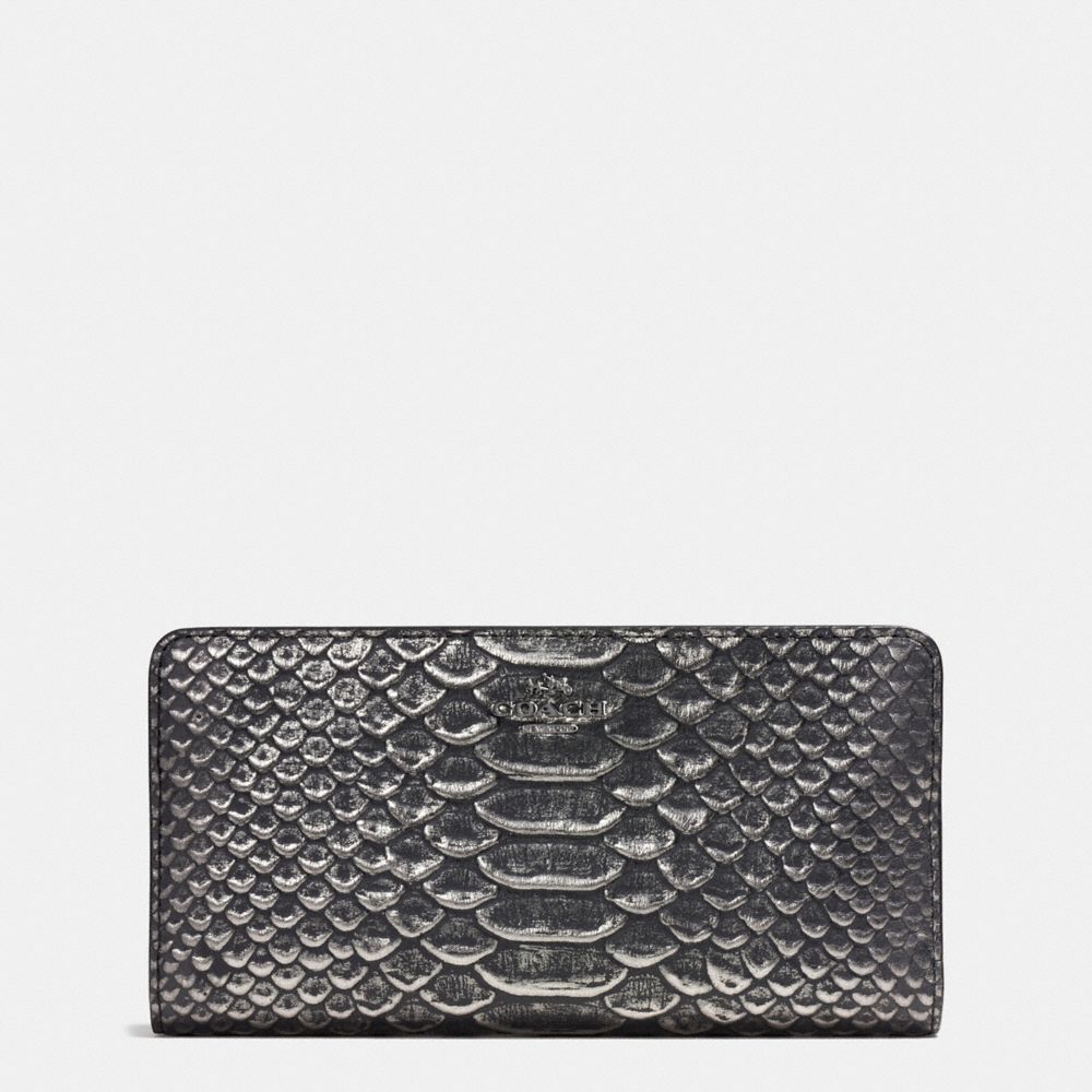 COACH f55906 SKINNY WALLET IN EXOTIC EMBOSSED LEATHER DARK GUNMETAL/BLACK