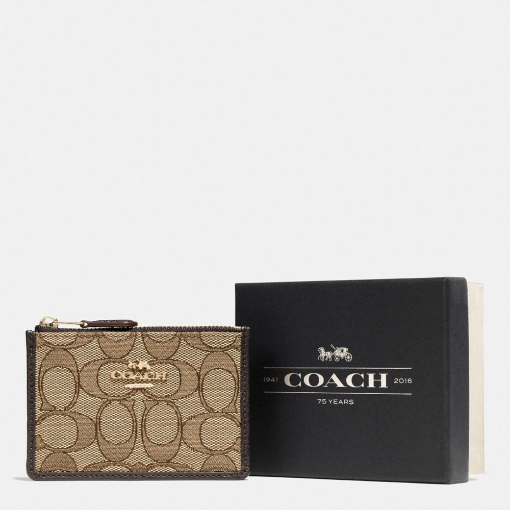 COACH F55918 - BOXED MINI SKINNY ID CASE IN SIGNATURE JACQUARD LI/KHAKI/BROWN