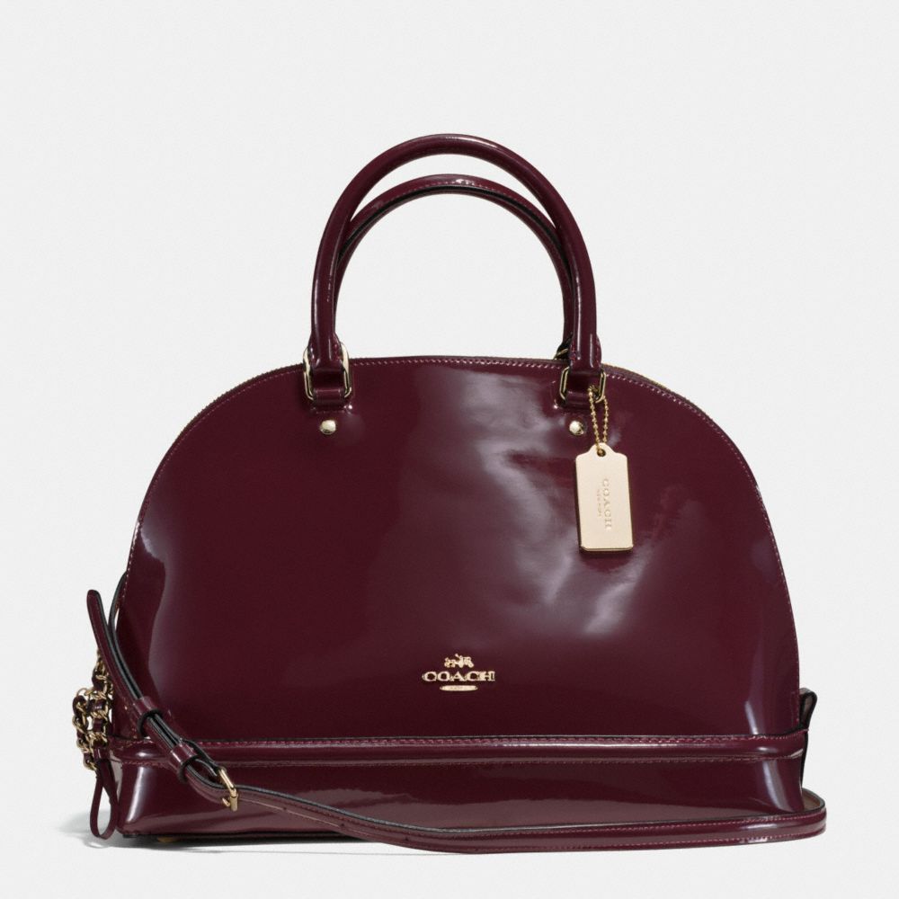 COACH F55922 Sierra Satchel In Patent Leather IMITATION GOLD/OXBLOOD 1