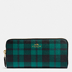 COACH F55933 - ACCORDION ZIP WALLET IN RILEY PLAID COATED CANVAS IMITATION GOLD/ATLANTIC MULTI