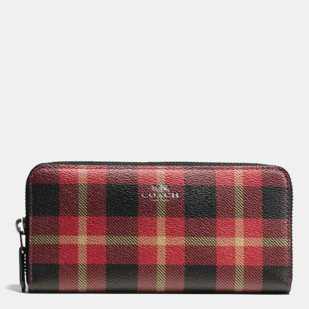 ACCORDION ZIP WALLET IN RILEY PLAID COATED CANVAS - f55933 - QB/True Red Multi