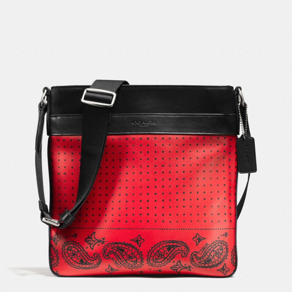 CHARLES CROSSBODY IN PRINTED SPORT CALF LEATHER - f55961 - RED/BLACK BANDANA