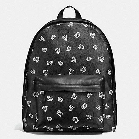 COACH f55970 CHARLES BACKPACK IN FLORAL SIGNATURE PRINT COATED CANVAS BLACK/WHITE FLORAL