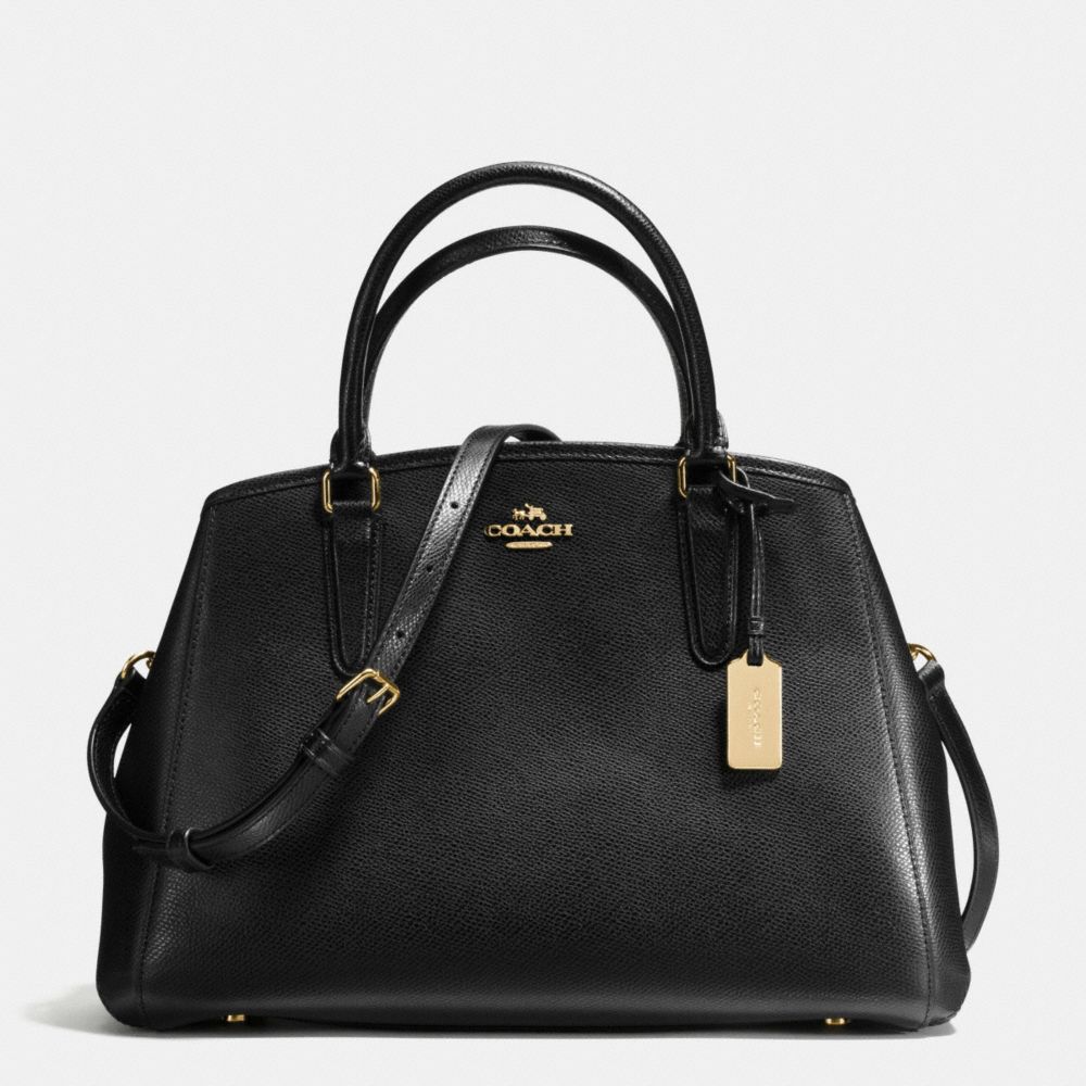 SMALL MARGOT CARRYALL IN CROSSGRAIN LEATHER - IMITATION GOLD/BLACK - COACH F55976