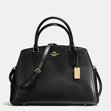 COACH f55976 SMALL MARGOT CARRYALL IN CROSSGRAIN LEATHER IMITATION GOLD/BLACK