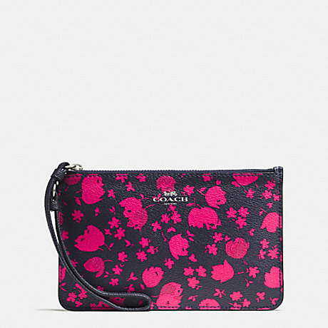 COACH SMALL WRISTLET IN PRAIRIE CALICO FLORAL PRINT CANVAS - SILVER/MIDNIGHT PINK RUBY - f56025