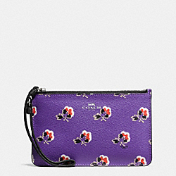 COACH F56027 - SMALL WRISTLET IN BRAMBLE ROSE PRINT CANVAS SILVER/PURPLE