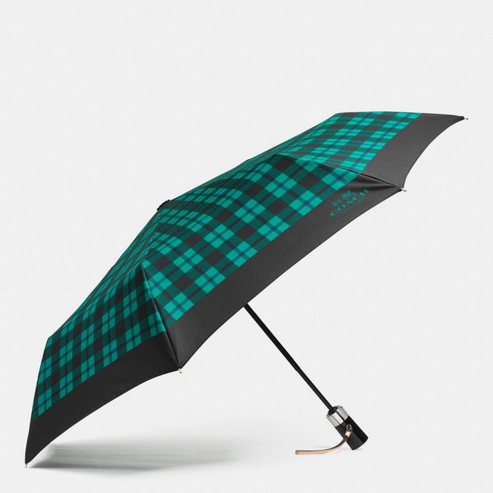 COACH F56051 Signature Plaid Umbrella SILVER/ATLANTIC MULTI