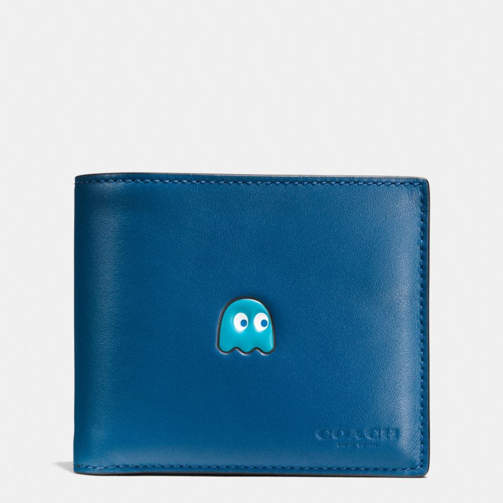 COACH F56054 - PAC MAN COMPACT ID WALLET IN CALF LEATHER DENIM