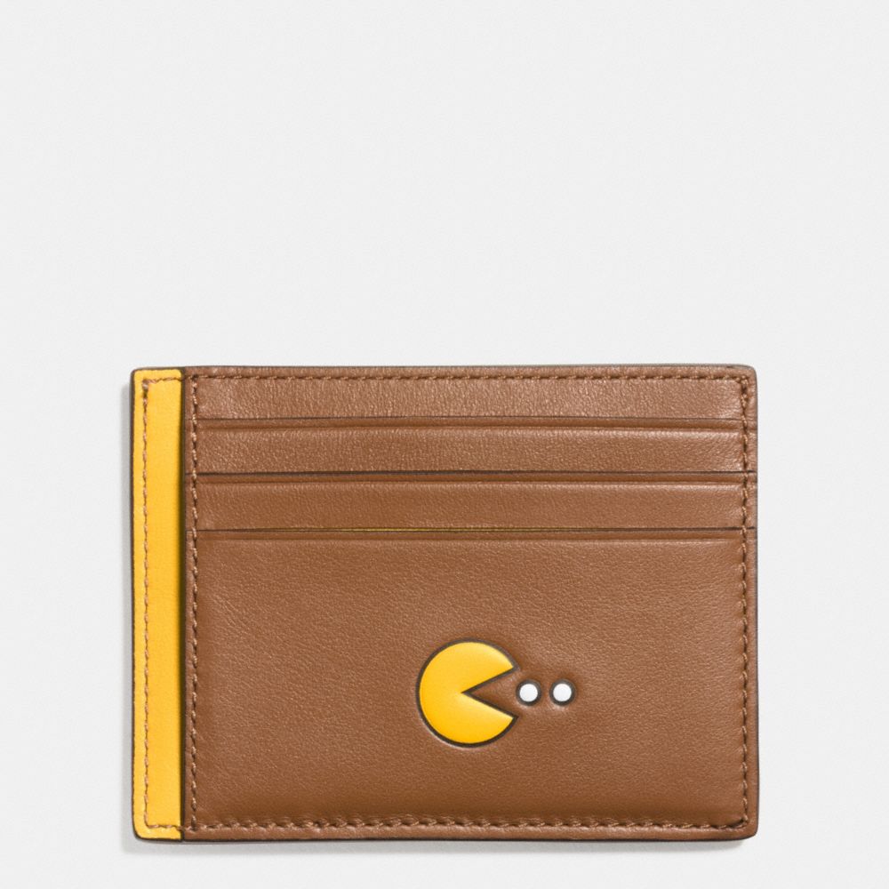 COACH F56055 Pac Man Card Case In Calf Leather SADDLE