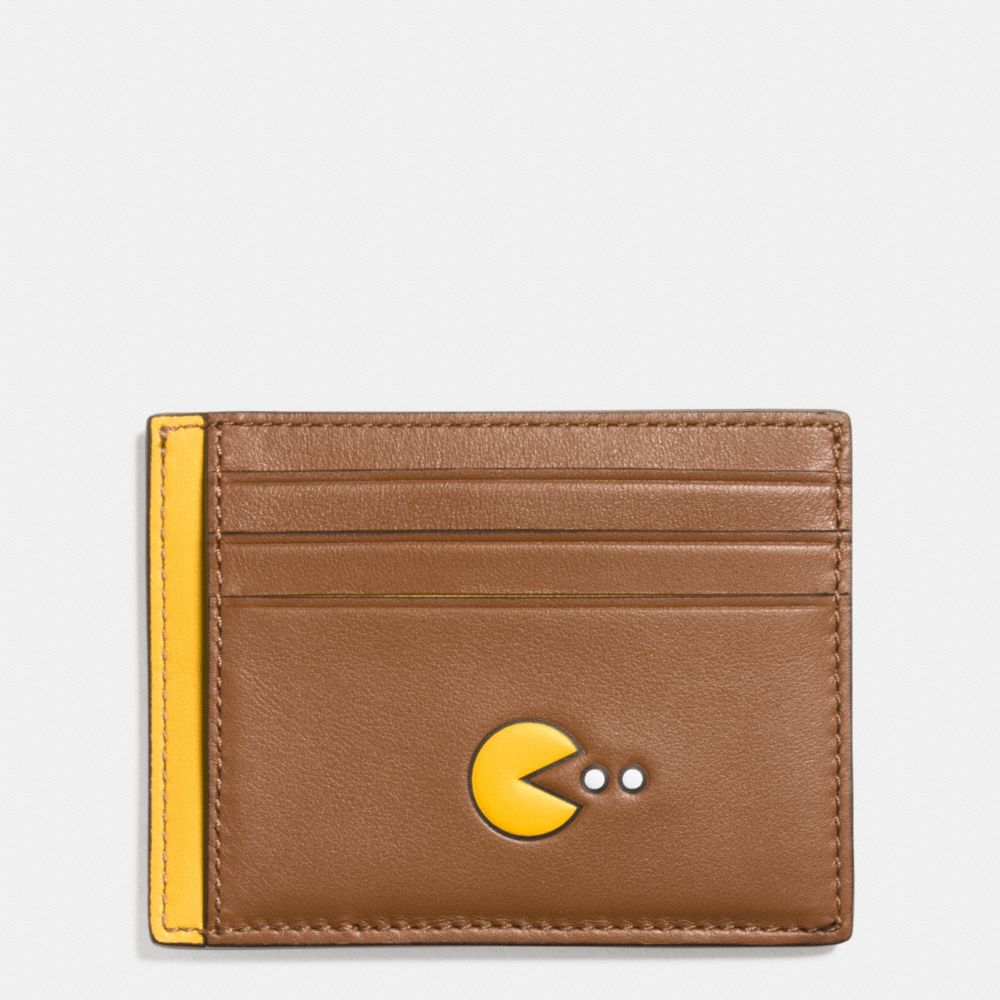 PAC MAN CARD CASE IN CALF LEATHER - SADDLE - COACH F56055