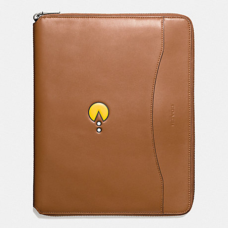 COACH PAC MAN TECH CASE IN LEATHER - SADDLE - f56058