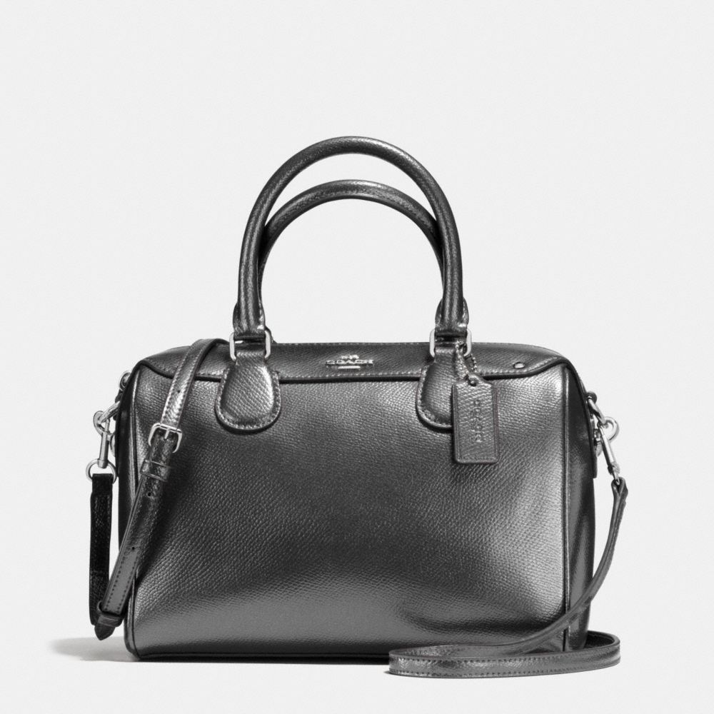 COACH f56125 MINI BENNETT SATCHEL IN METALLIC LEATHER SILVER/GUNMETAL