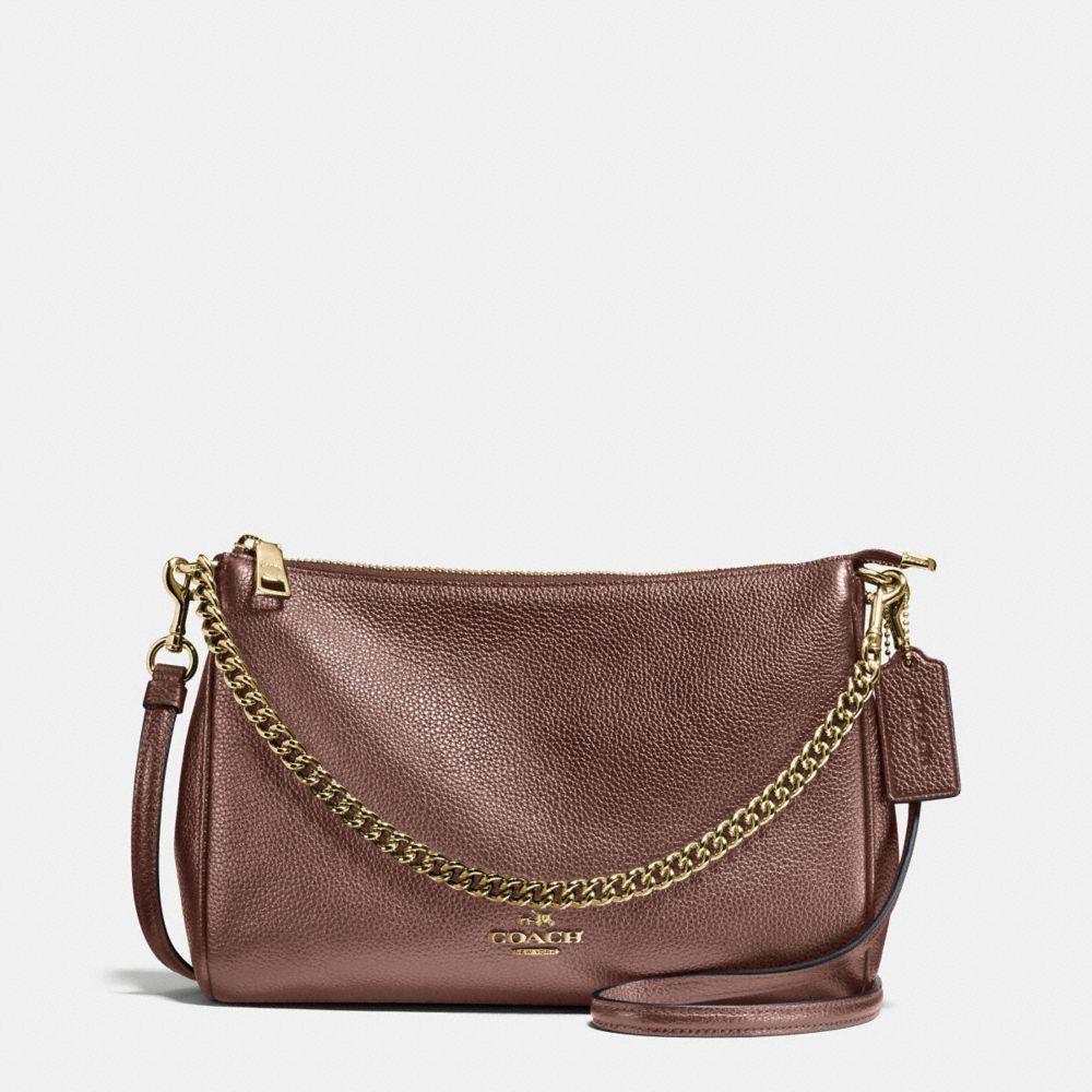 CARRIE CROSSBODY IN METALLIC LEATHER - f56126 - IMITATION GOLD/BRONZE