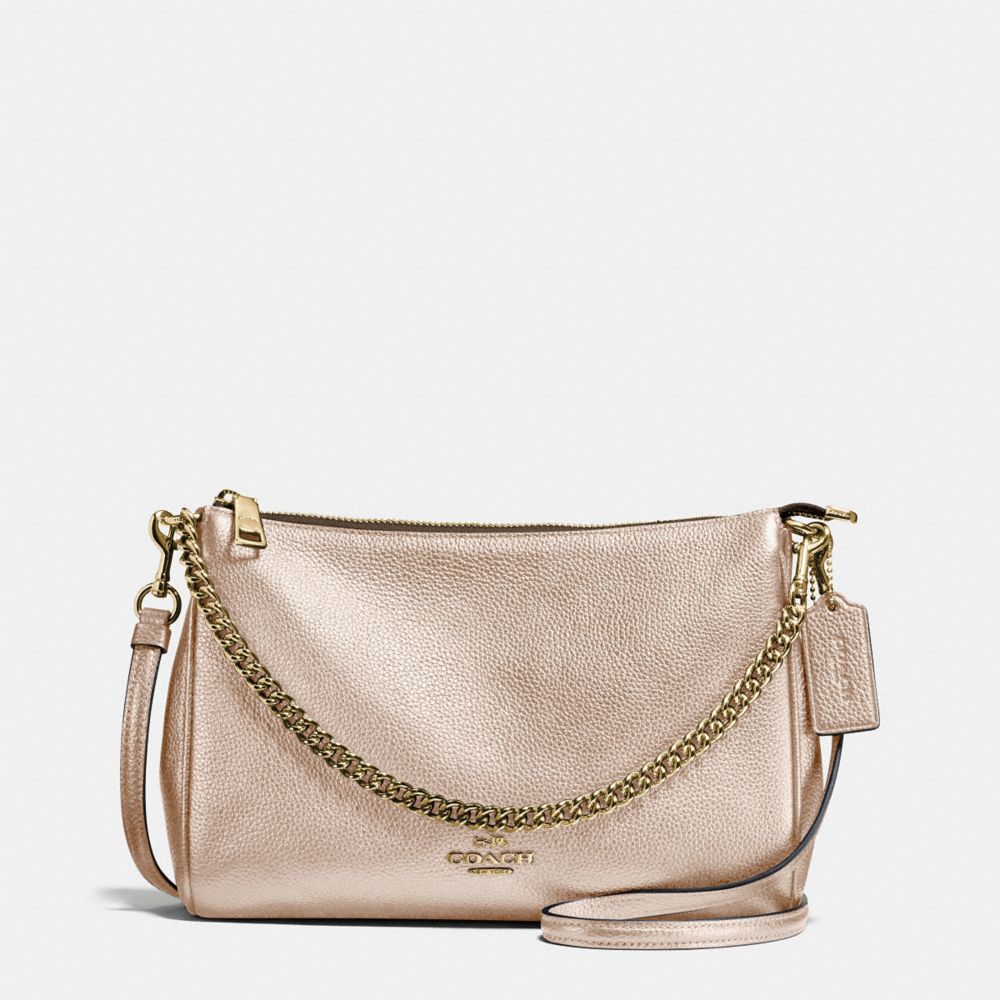 CARRIE CROSSBODY IN METALLIC LEATHER - f56126 - IMITATION GOLD/PLATINUM