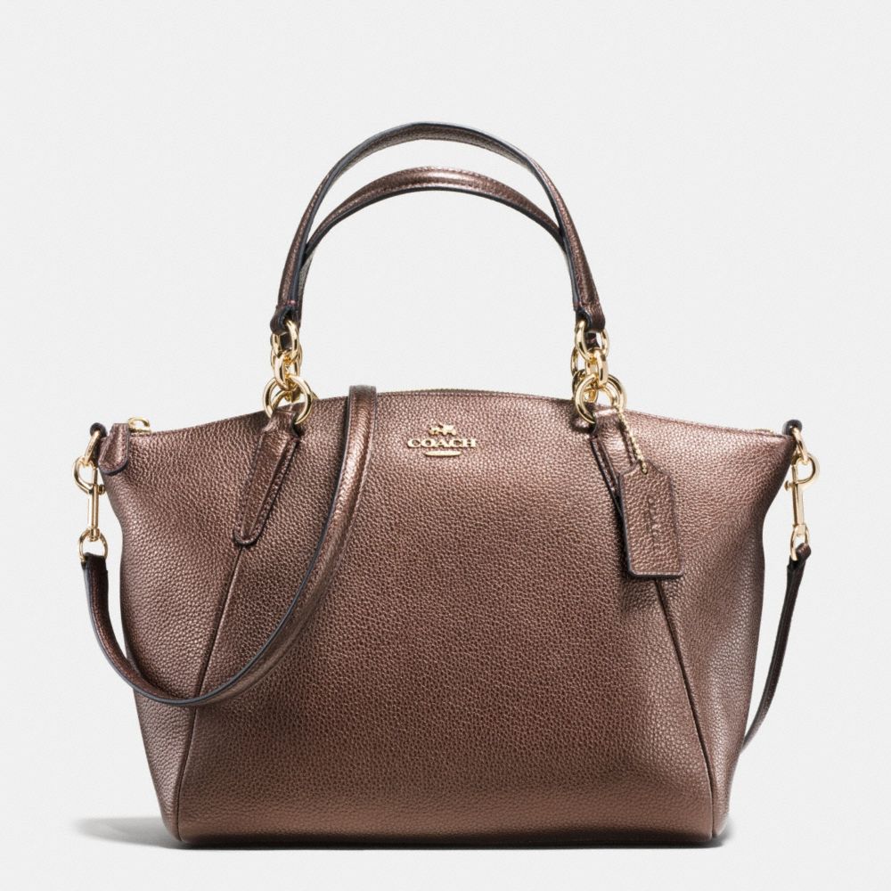COACH SMALL KELSEY SATCHEL IN METALLIC LEATHER - IMITATION GOLD/BRONZE - F56127