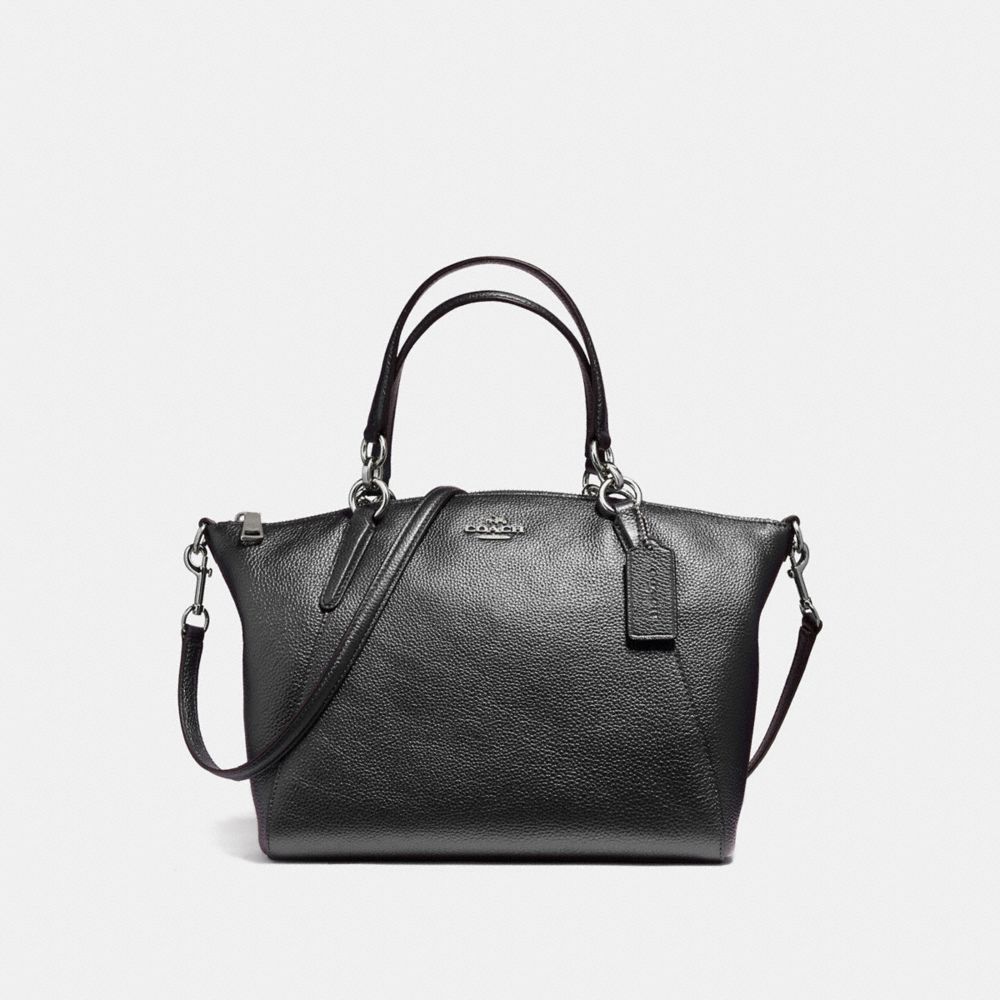 SMALL KELSEY SATCHEL IN METALLIC PEBBLE LEATHER - f56127 - SILVER/GUNMETAL