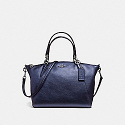 SMALL KELSEY SATCHEL IN METALLIC PEBBLE LEATHER - f56127 - SILVER/METALLIC NAVY