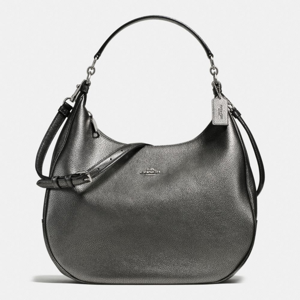 COACH F56130 - HARLEY HOBO IN METALLIC PEBBLE LEATHER SILVER/GUNMETAL