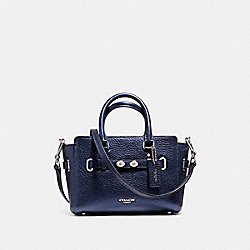MINI BLAKE CARRYALL IN METALLIC PEBBLE LEATHER - COACH f56138 - SILVER/METALLIC NAVY
