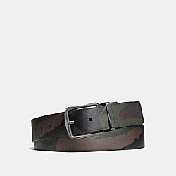 WIDE HARNESS CUT-TO-SIZE REVERSIBLE CAMO COATED CANVAS BELT - COACH f56160 - GREEN CAMO