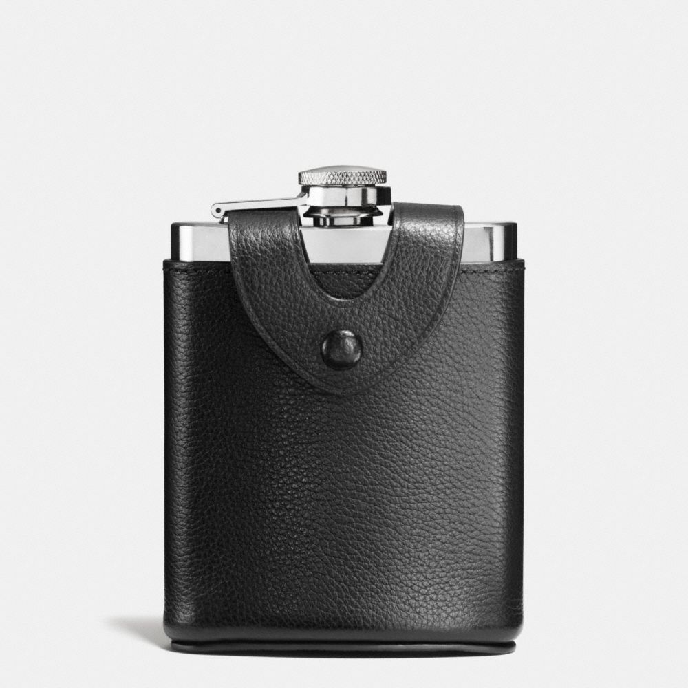 COACH F56169 Boxed Flask In Leather BLACK