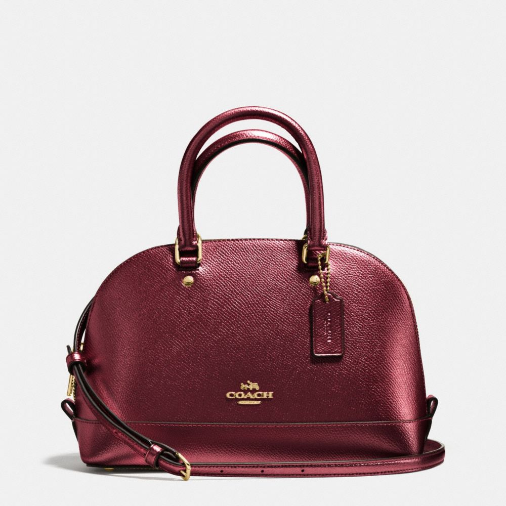 COACH F56190 Mini Sierra Satchel In Metallic Crossgrain Leather IMITATION GOLD/METALLIC CHERRY