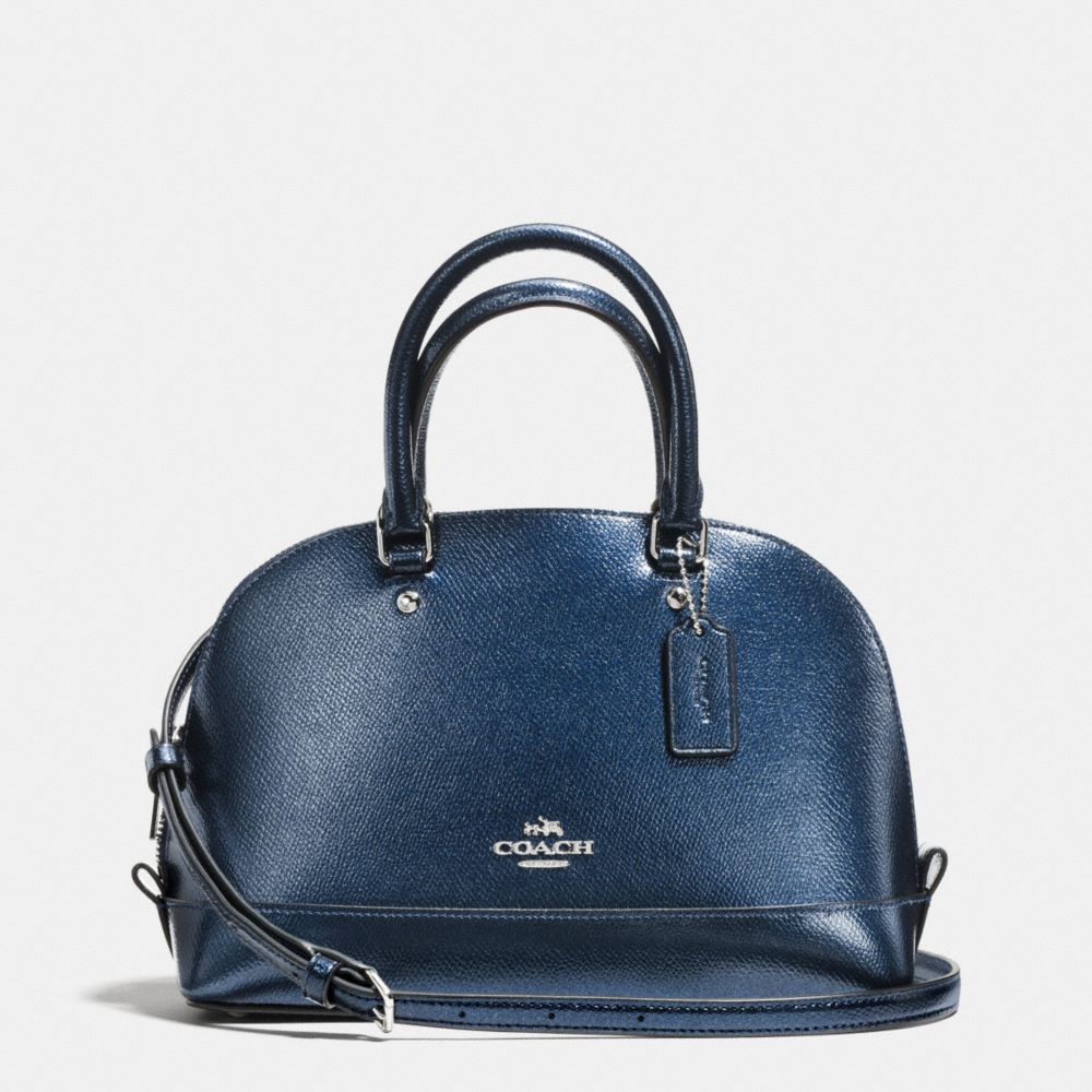 MINI SIERRA SATCHEL IN METALLIC CROSSGRAIN LEATHER - COACH F56190 - SILVER/METALLIC MIDNIGHT