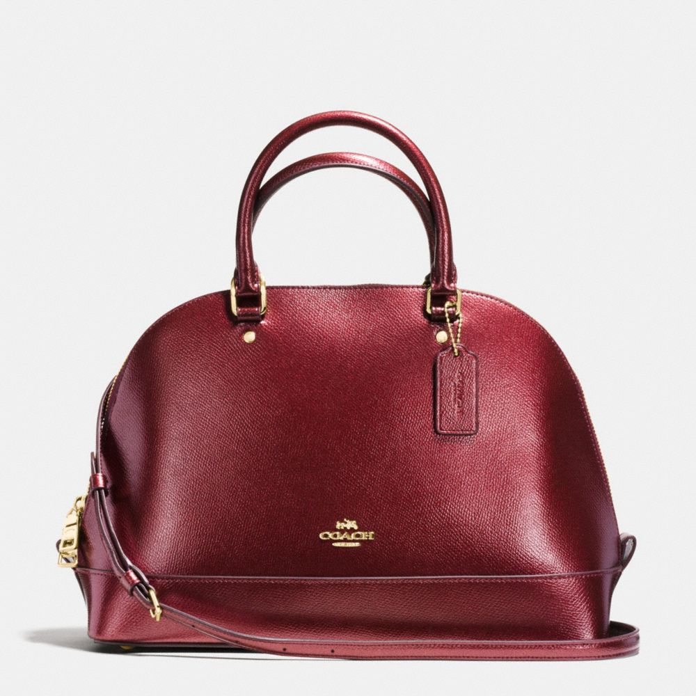 COACH F56191 - SIERRA SATCHEL IN METALLIC CROSSGRAIN LEATHER IMITATION GOLD/METALLIC CHERRY