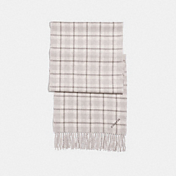 REVERSIBLE SIGNATURE PLAID DOUBLE FACE MUFFLER - COACH F56204 - CHALK 2