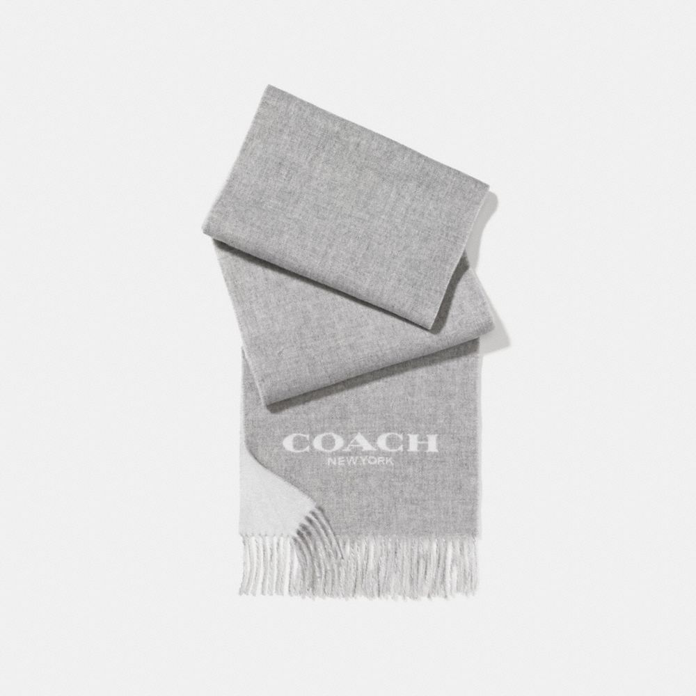 COACH DOUBLE FACED MUFFLER - LIGHT GREY/CHALK - f56209