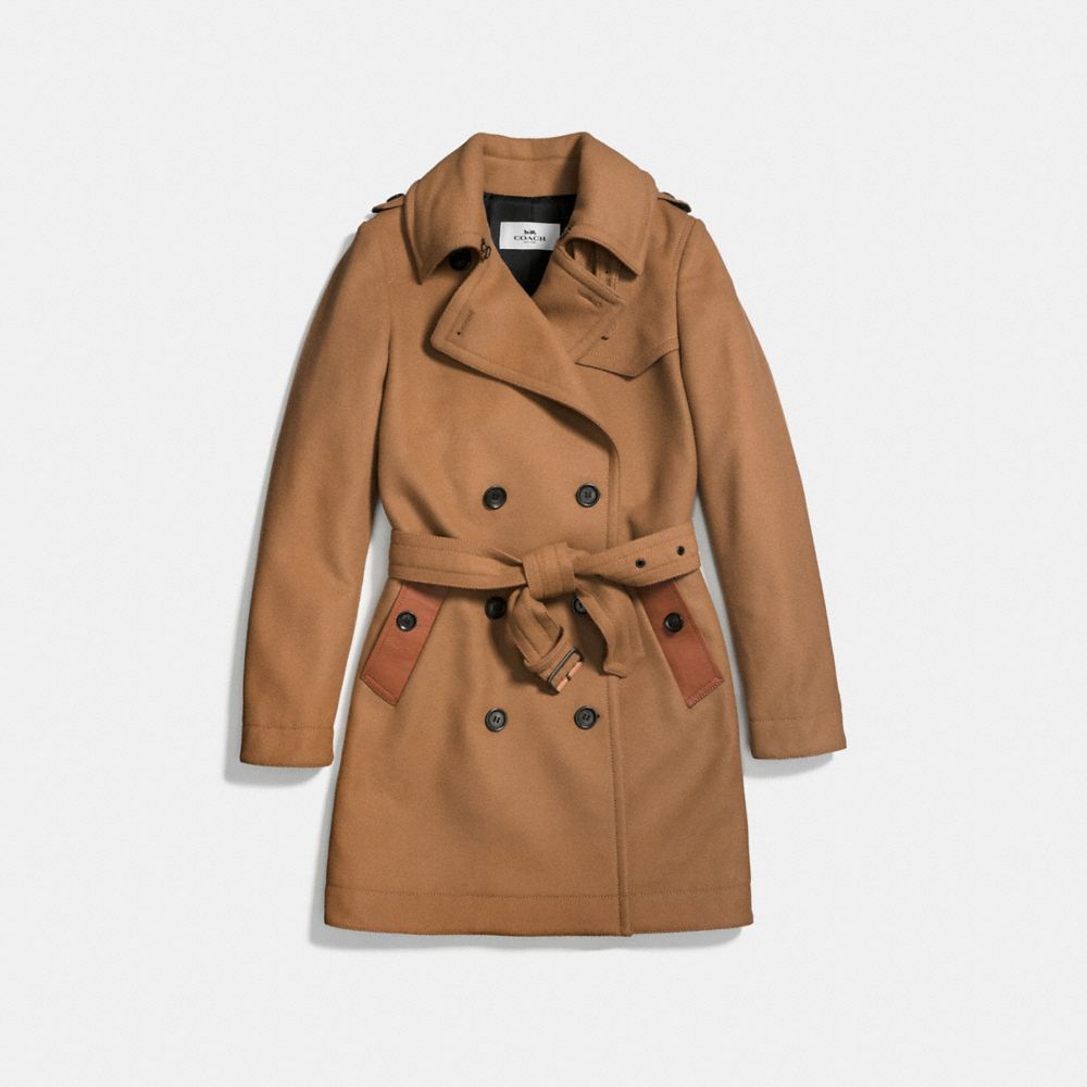 WOOL TRENCH - f56214 - FAWN