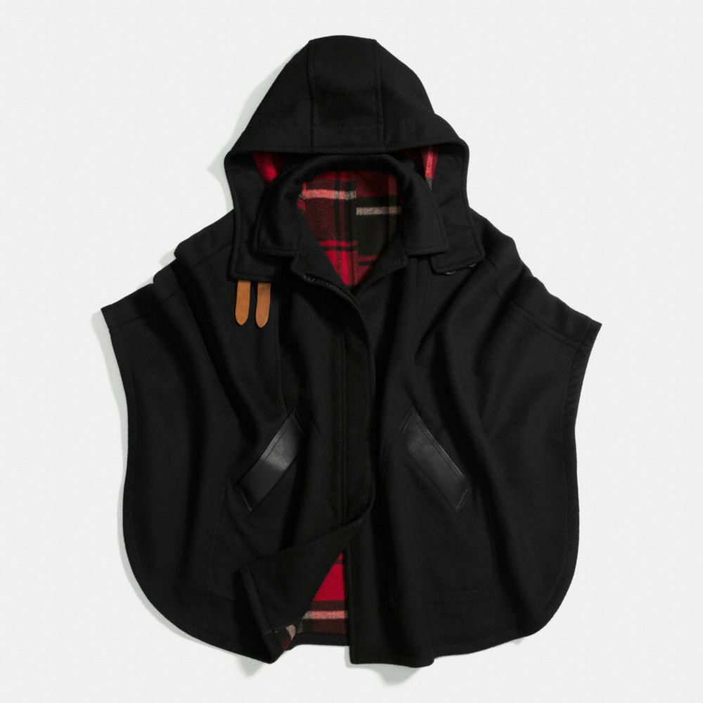 PLAID CAPE - f56220 - BLACK TRUE RED