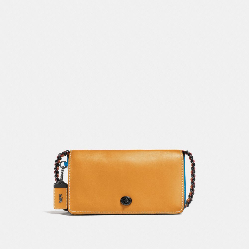 COACH F56263 DINKY IN COLORBLOCK GOLDENROD/RIVER/BLACK-COPPER