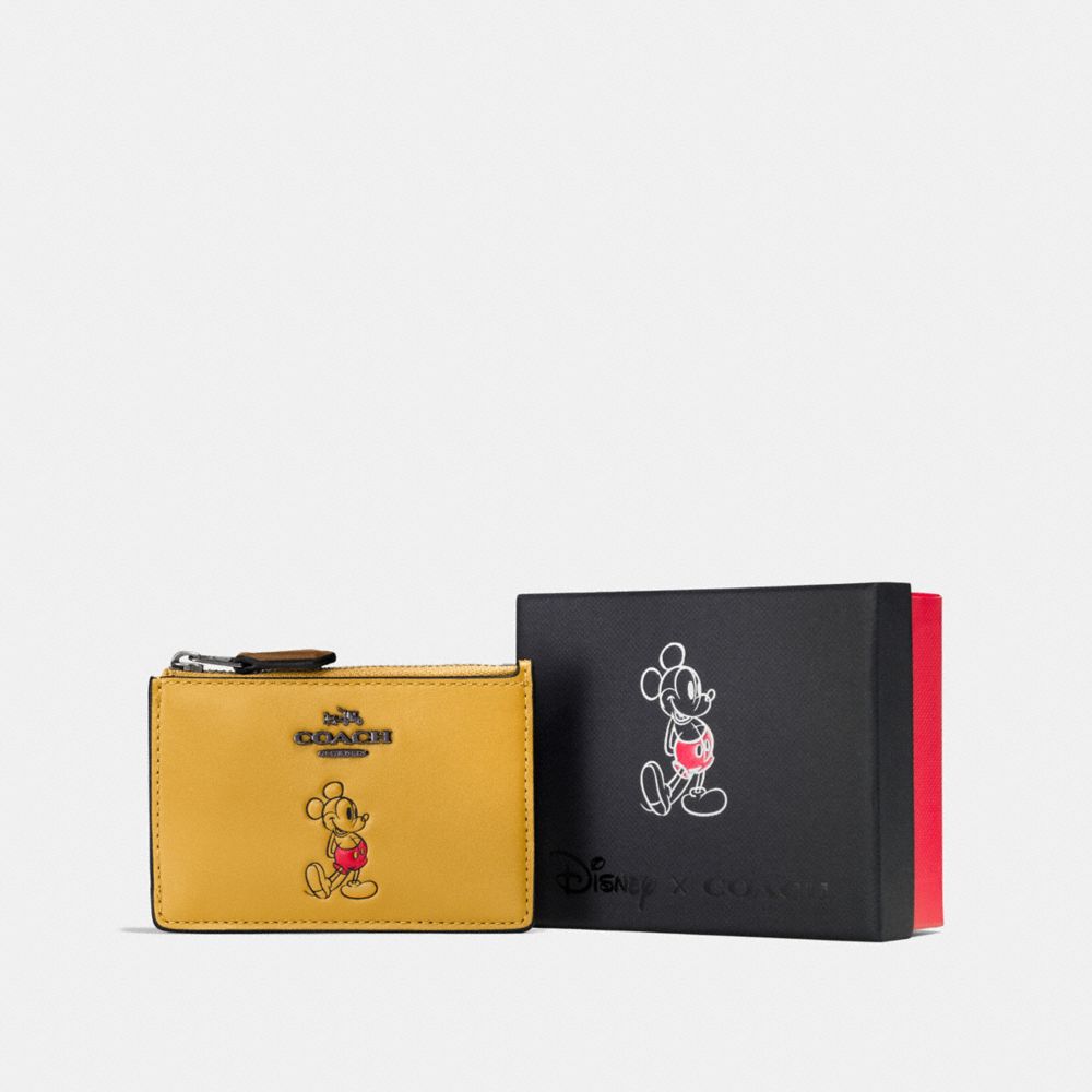 BOXED MICKEY MINI SKINNY ID CASE - DK/CANARY - COACH F56265