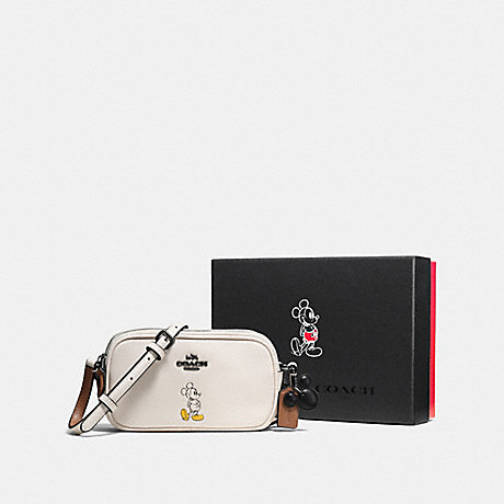 COACH BOXED CROSSBODY POUCH WITH MICKEY - DK/CHALK - F56268