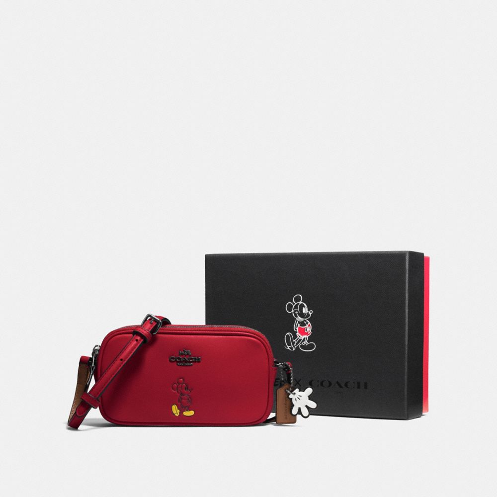 BOXED CROSSBODY POUCH WITH MICKEY - DK/RED - COACH F56268