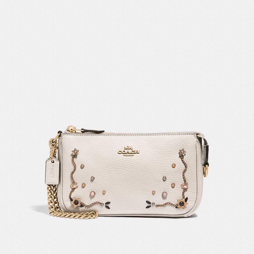 COACH F56275 - LARGE WRISTLET 19 WITH STARDUST CRYSTAL RIVETS CHALK MULTI/IMITATION GOLD