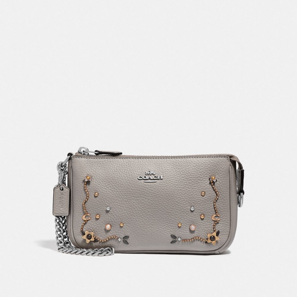 COACH F56275 Large Wristlet 19 With Stardust Crystal Rivets GREY BIRCH MULTI/SILVER